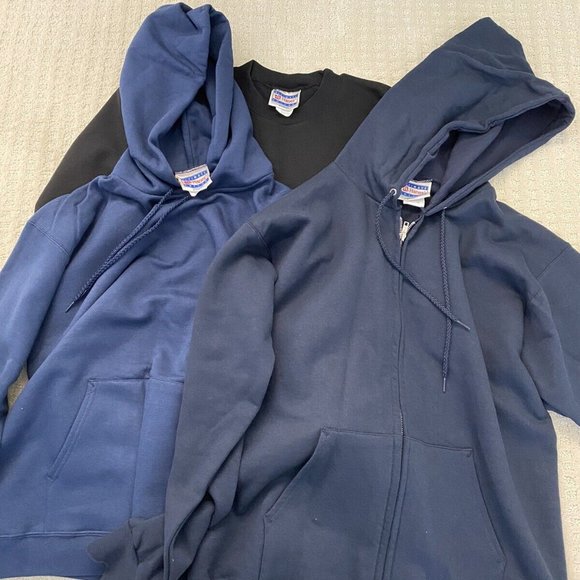 Lot of 3 Hanes Ultimate Sweatshirt Hoodie Mens S Brand New Black Blue Cotton - Picture 1 of 3